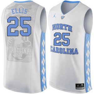 Men's North Carolina #25 Caleb Ellis White NCAA Jersey 445877-381