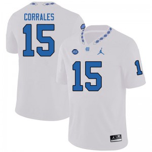 Men's University of North Carolina #15 Beau Corrales White Jordan Brand Football Jerseys 418694-500
