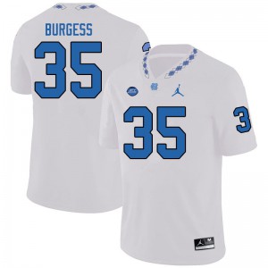 Mens UNC #35 Carson Burgess White Jordan Brand Football Jerseys 820287-146