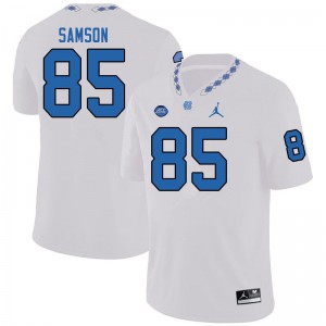 Men's University of North Carolina #85 Dom Samson White Jordan Brand Embroidery Jerseys 915753-626