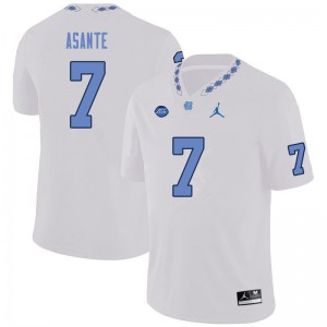 Mens University of North Carolina #7 Eugene Asante White Stitched Jerseys 429613-503