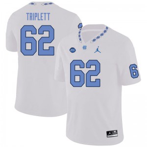 Men's North Carolina #62 Spencer Triplett White Football Jerseys 538239-166