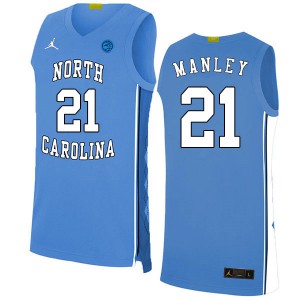 Men University of North Carolina #21 Sterling Manley Blue 2020 Stitched Jersey 143832-718