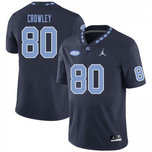 Mens University of North Carolina #80 Will Crowley Black Embroidery Jerseys 420910-226