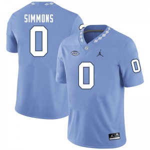 Mens North Carolina Tar Heels #0 Emery Simmons Carolina Blue NCAA Jersey 369699-447