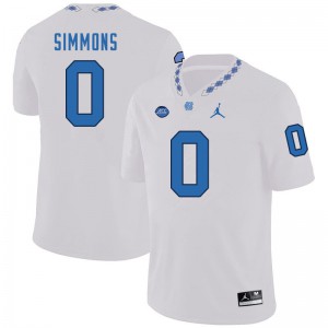 Men's UNC #0 Emery Simmons White Official Jersey 456036-909