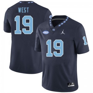 Men's UNC #19 Ethan West Navy Embroidery Jerseys 379034-341