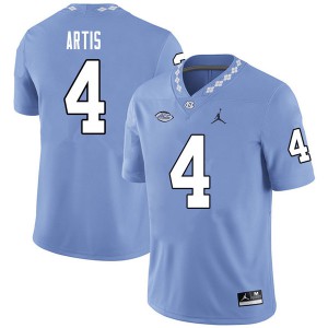 Mens University of North Carolina #4 Allen Artis Carolina Blue Jordan Brand Football Jerseys 231358-755