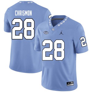 Men University of North Carolina #28 Austin Chrismon Carolina Blue Jordan Brand Football Jerseys 253647-640