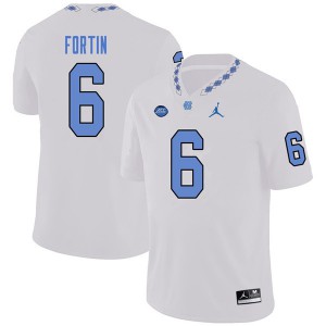 Mens University of North Carolina #6 Cade Fortin White Jordan Brand Embroidery Jerseys 451115-737