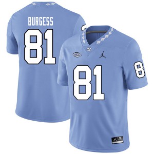 Men's University of North Carolina #81 Carson Burgess Carolina Blue Jordan Brand University Jerseys 324062-458