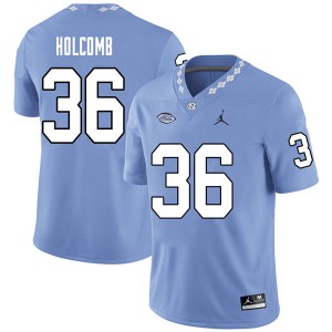 Mens University of North Carolina #36 Cole Holcomb Carolina Blue Jordan Brand Official Jerseys 604635-437