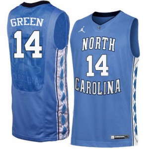 Mens University of North Carolina #14 Danny Green Blue Stitched Jersey 450275-354
