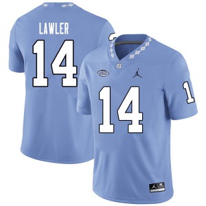 Men University of North Carolina #14 Jake Lawler Carolina Blue Jordan Brand Football Jerseys 671748-737