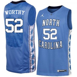 Men University of North Carolina #52 James Worthy Blue Stitch Jersey 101235-237