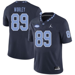 Men's University of North Carolina #89 Jared Worley Navy Jordan Brand NCAA Jersey 276872-889