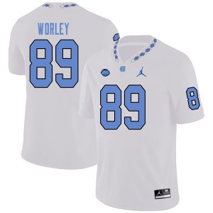 Men University of North Carolina #89 Jared Worley White Jordan Brand Stitched Jersey 934629-577