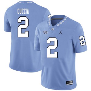 Men's UNC #2 Jesse Cuccia Carolina Blue Jordan Brand Football Jerseys 769175-971