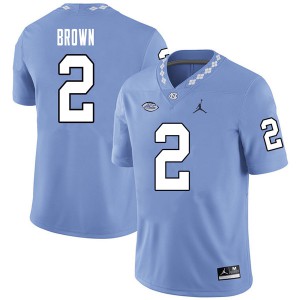 Men UNC Tar Heels #2 Jordon Brown Carolina Blue Jordan Brand Stitched Jersey 579828-914