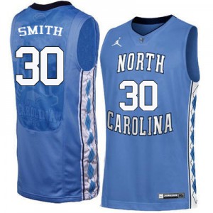 Mens University of North Carolina #30 K.J. Smith Blue Stitch Jerseys 130792-617