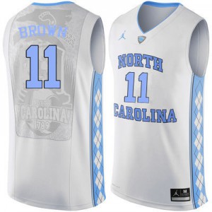 Men UNC #11 Larry Brown White Embroidery Jersey 415258-179