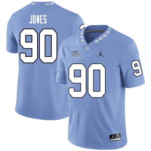 Men's University of North Carolina #90 Nazair Jones Carolina Blue Jordan Brand Football Jersey 493478-538