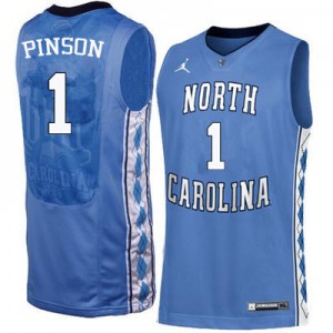 Men University of North Carolina #1 Theo Pinson Blue Embroidery Jerseys 886280-532