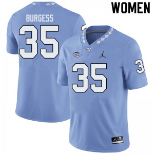 Women's North Carolina #35 Carson Burgess Blue Jordan Brand Official Jersey 417800-315