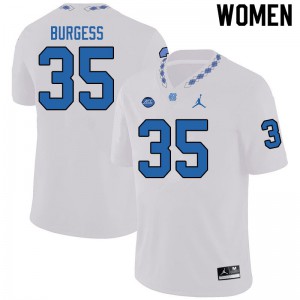 Womens Tar Heels #35 Carson Burgess White Jordan Brand Alumni Jerseys 356314-521
