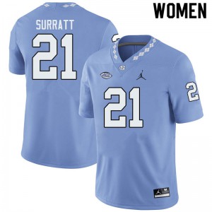 Women University of North Carolina #21 Chazz Surratt Blue Jordan Brand Stitch Jerseys 715121-980