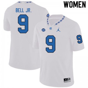 Women's UNC Tar Heels #9 Corey Bell Jr. White Jordan Brand College Jersey 868062-166