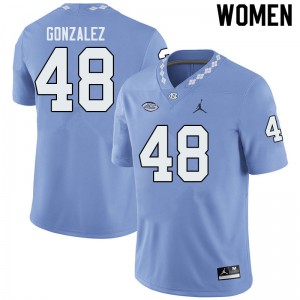 Womens UNC Tar Heels #48 Dilan Gonzalez Blue Jordan Brand Official Jerseys 238335-590