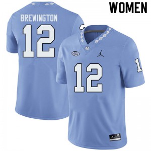 Women's North Carolina #12 Donovan Brewington Blue Jordan Brand Stitched Jersey 557653-502