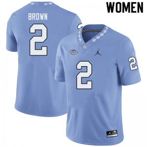 Women's University of North Carolina #2 Dyami Brown Blue Jordan Brand Embroidery Jersey 263028-584