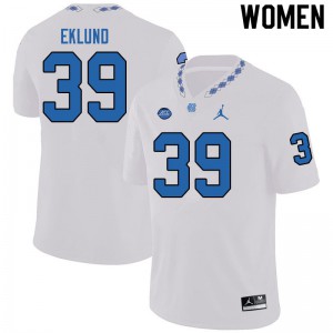 Women University of North Carolina #39 Graham Eklund White Jordan Brand Football Jerseys 674772-377