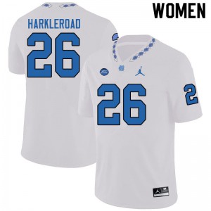 Women North Carolina Tar Heels #26 Jake Harkleroad White Jordan Brand College Jerseys 907256-557