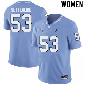 Women University of North Carolina #53 Jake Setterlind Blue Jordan Brand Stitched Jersey 820044-805