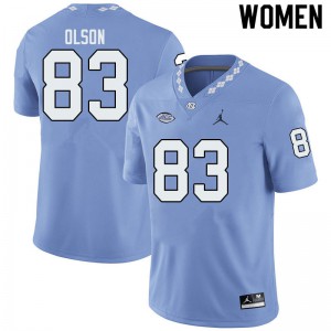 Women North Carolina Tar Heels #83 Justin Olson Blue Jordan Brand Stitch Jerseys 841271-419