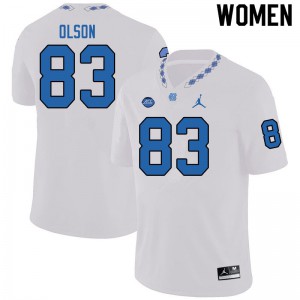 Women's UNC Tar Heels #83 Justin Olson White Jordan Brand Embroidery Jersey 643516-562