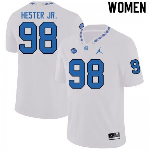 Womens North Carolina Tar Heels #98 Kevin Hester Jr. White Jordan Brand Player Jersey 983694-615