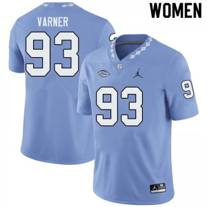 Womens North Carolina #93 Kristian Varner Blue Jordan Brand Stitch Jerseys 635060-436