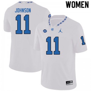 Women's North Carolina #11 Roscoe Johnson White Jordan Brand Stitch Jerseys 190001-998