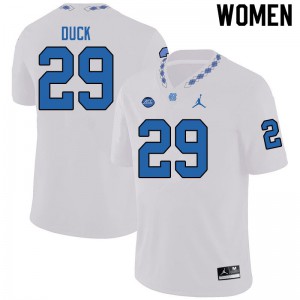 Womens North Carolina Tar Heels #29 Storm Duck White Jordan Brand Embroidery Jersey 337609-848