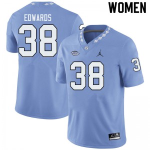 Womens University of North Carolina #38 Val Edwards Blue Jordan Brand Embroidery Jersey 722661-707