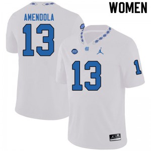 Women's UNC Tar Heels #13 Vincent Amendola White Jordan Brand High School Jerseys 684360-842