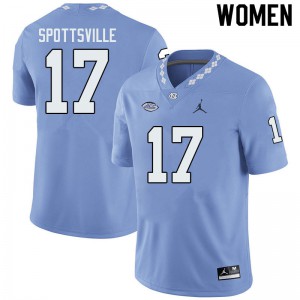 Women's UNC #17 Welton Spottsville Blue Jordan Brand Stitched Jersey 159590-809