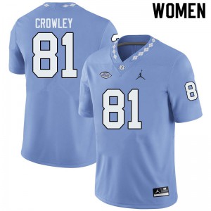 Women's North Carolina #81 Will Crowley Blue Jordan Brand University Jersey 175633-373
