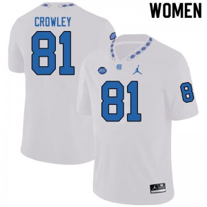 Women North Carolina Tar Heels #81 Will Crowley White Jordan Brand Stitch Jersey 916418-870