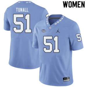 Women's North Carolina Tar Heels #51 Wyatt Tunall Blue Jordan Brand Football Jersey 484736-791