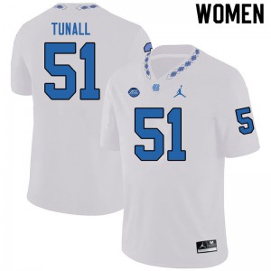 Women North Carolina Tar Heels #51 Wyatt Tunall White Jordan Brand Stitch Jersey 372612-695